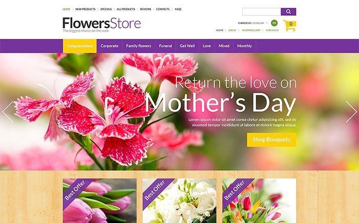 All Occasion Flowers ZenCart Template