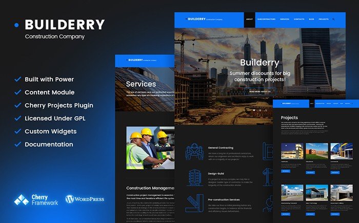 The Selection of Top 20 Bestselling Professional Construction and Architecture WordPress Themes