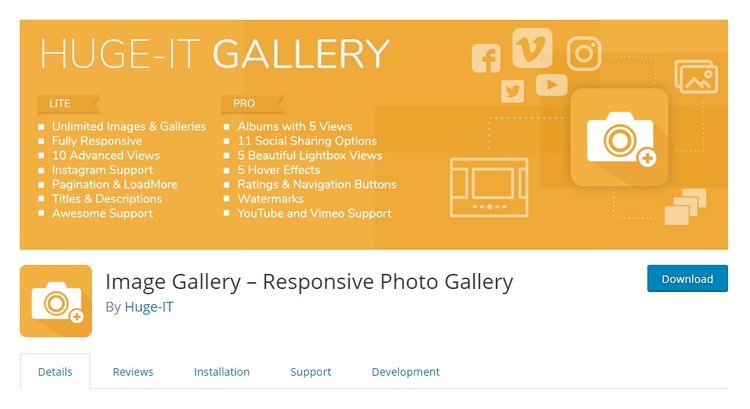 This plugin also offers different gallery layouts to make your website beautiful.