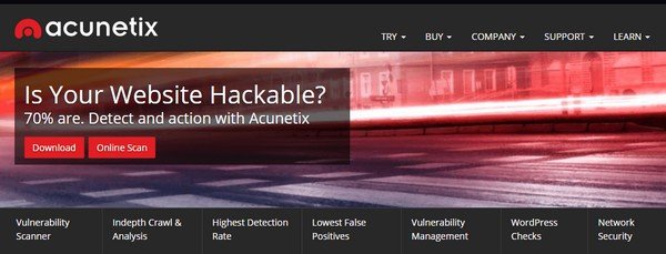 Acunetix provides complete vulnerability scan for WordPress websites.