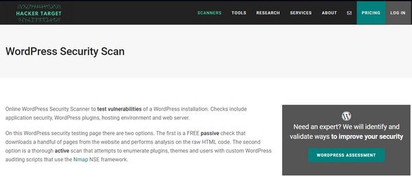 WordPress security scan will analyze the WordPress website for security applications.