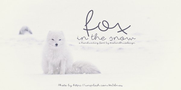 Fox in the snow is cursive font.