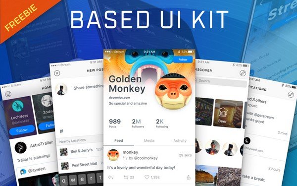 This flexible and significant Social Media UI Sketch Kit