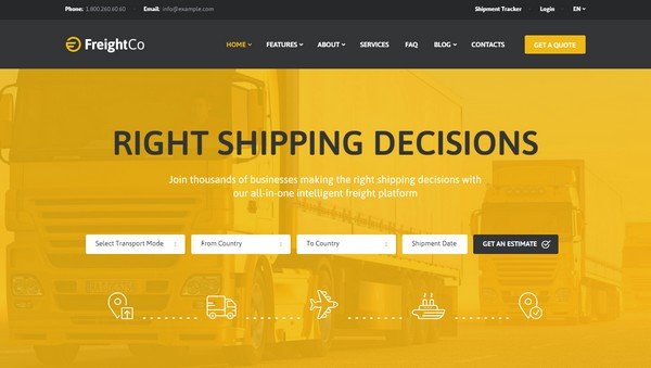 Pick a WordPress theme such as FreightCo that supports popular plugins. 