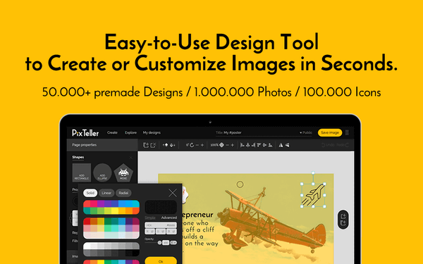 PixTeller is an online design tool used for creating banners.