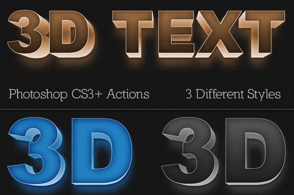 Mighty Design Bundle - 3D Photoshop action text.