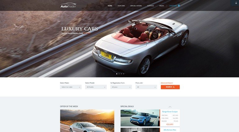 AutoTrader is a great looking, responsive auto WordPress theme.