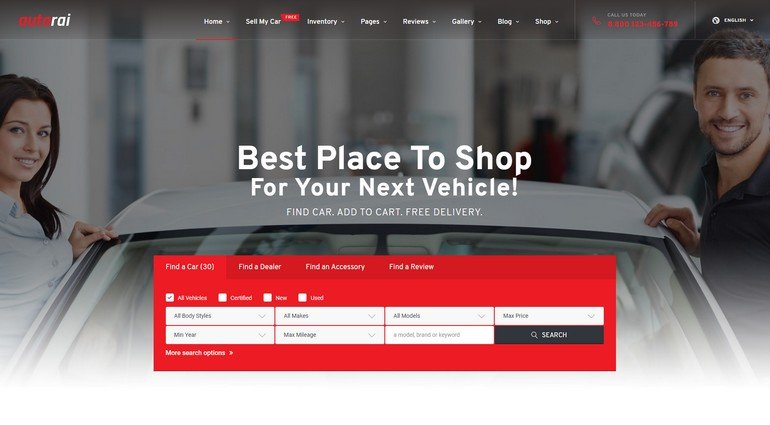 With Avtorai you can create a car dealership website. 