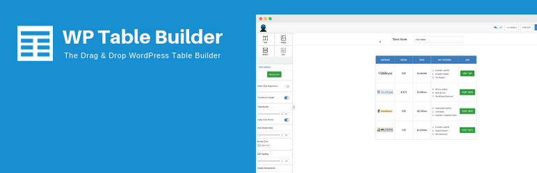 WP Table Builder is a responsive drag and drop table WordPress plugin.