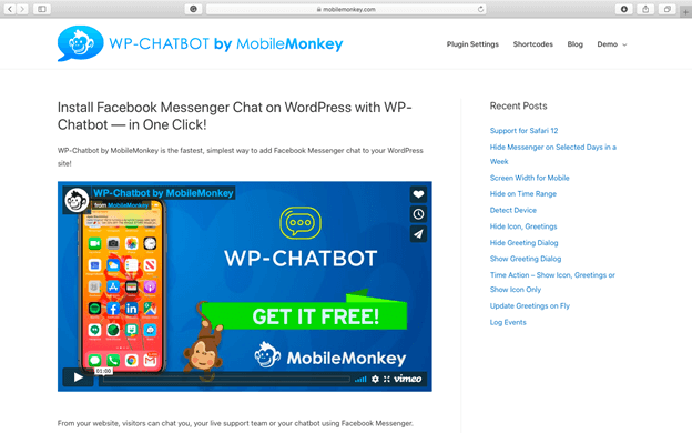 MobileMonkey’ WP-Chatbot