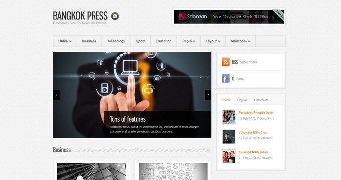 The Bangkok Press is a responsive WordPress theme for news, magazine, and editorial websites. 
