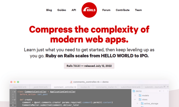 Frameworks for Web App Development - Ruby on Rails.