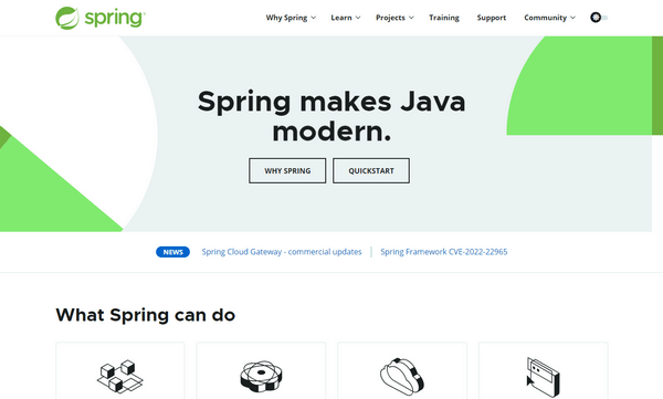 Spring is a structure for big business Java that aids in application advancement.