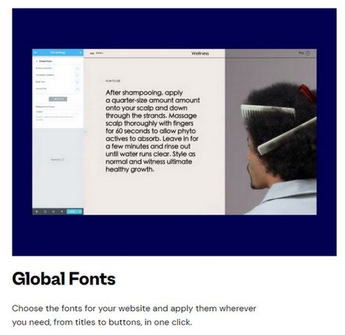 Global colors and fonts allow you to maintain consistency and brand identity throughout your website. 